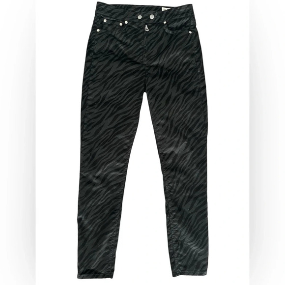 RAG & BONE ZEBRA STRIPE HIGH RISE ANKLE BLACK/GRAY JEAN. SZ 27 - Picture 1 of 7